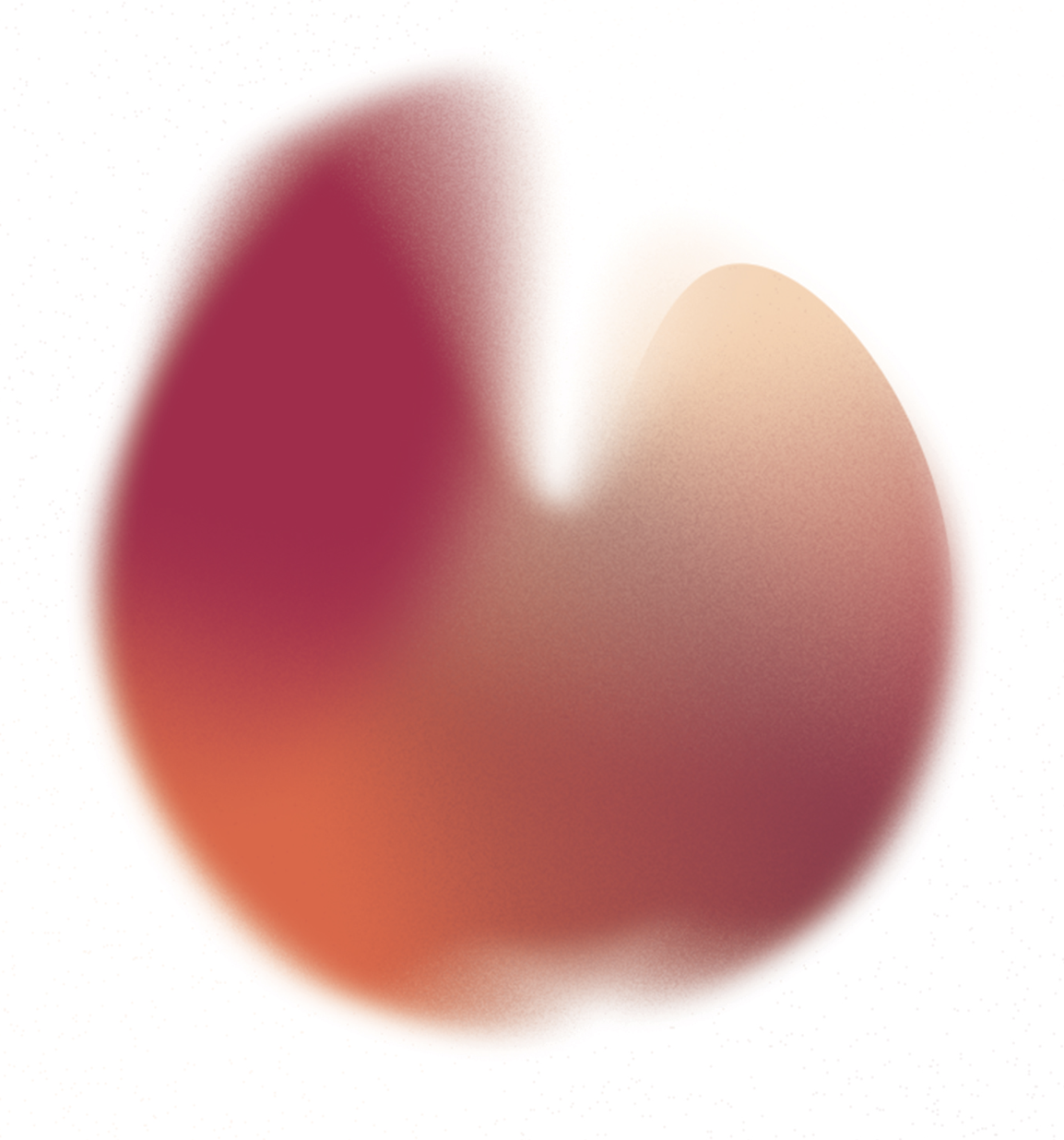 A soft, abstract shape with blended colors, including deep red, orange, and peach, fades into a white background. The image has a smooth, gradient-like appearance and rounded edges.